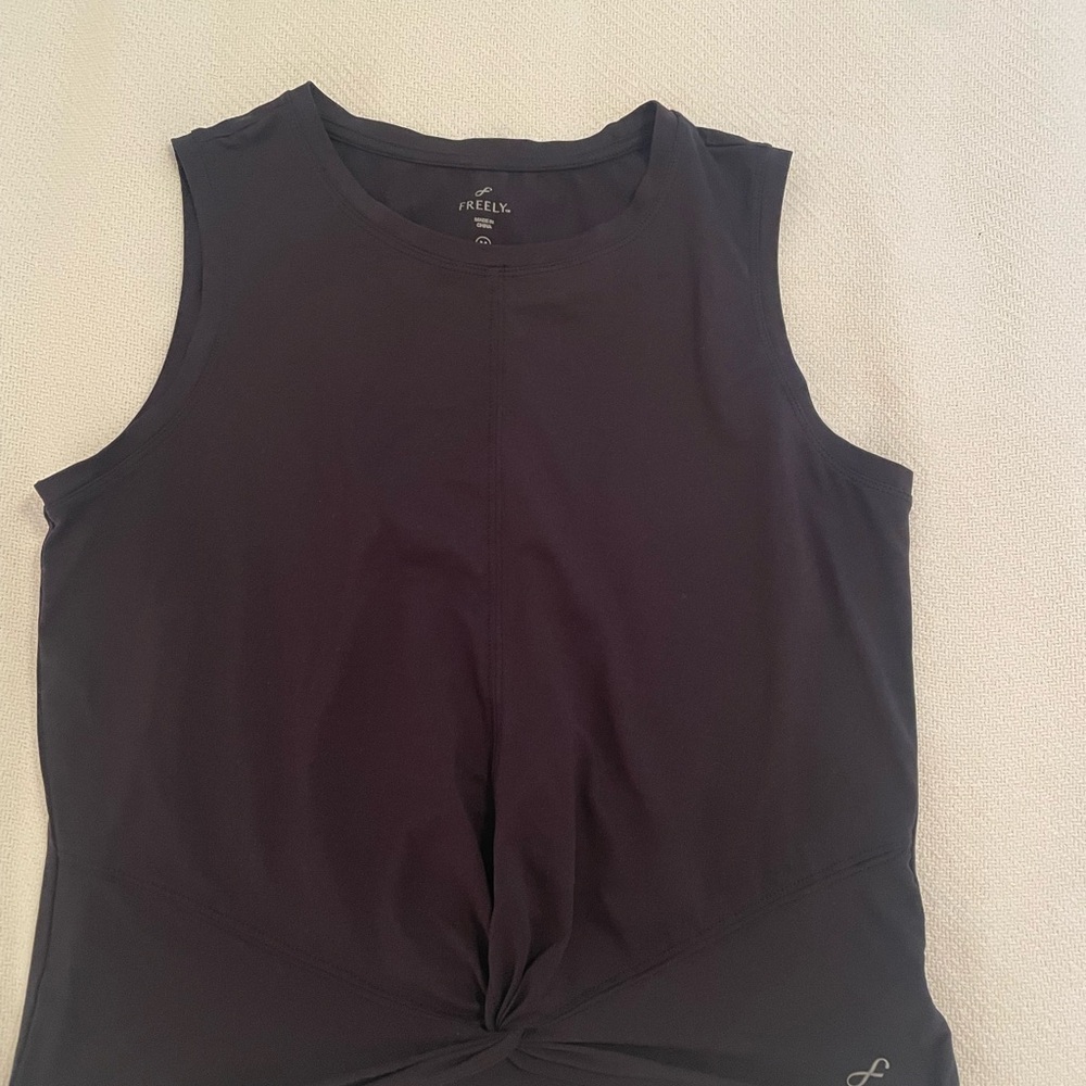 Freely Women's Black Twist Front Muscle Tee